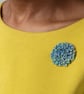 Blue Enamel Silver and Gold Brooch - Image 1