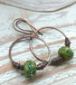 Copper and Lampwork Glass Bead Hoop Earrings