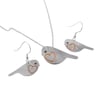 Robin jewellery set - large pendant and drop earrings (sterling silver)