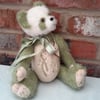 Blossom Bear, Hand Embroidered Artist Bear, Collectable Mohair Teddy Bear 