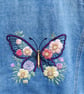 Hand-Embroidered Denim Jacket, Butterfly Floral Design, Size 14 - Image 5