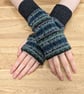 Patterned Shetland Wool Wrist Warmers Upcycled from recycled knitwear  - Image 2
