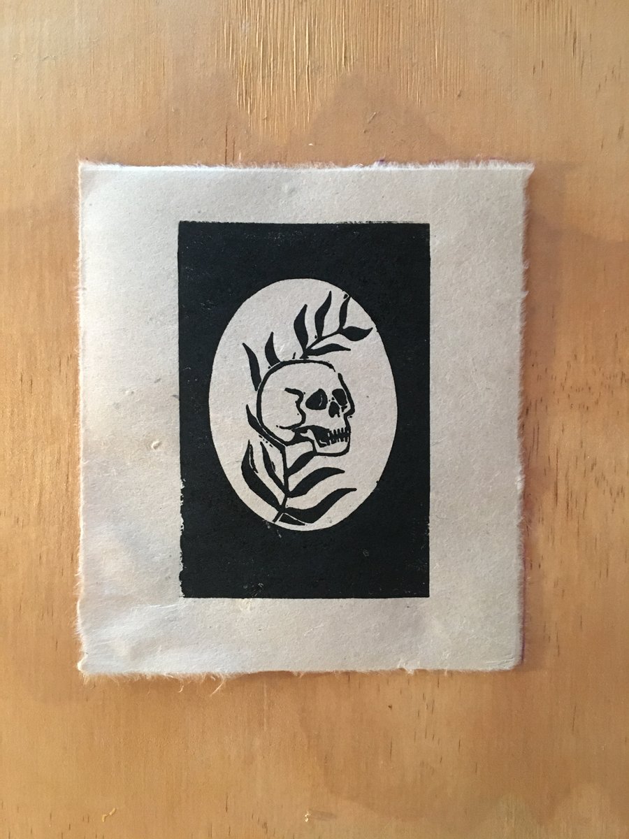 Old Growth, linocut print on handmade paper.