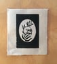 Old Growth, linocut print on handmade paper.