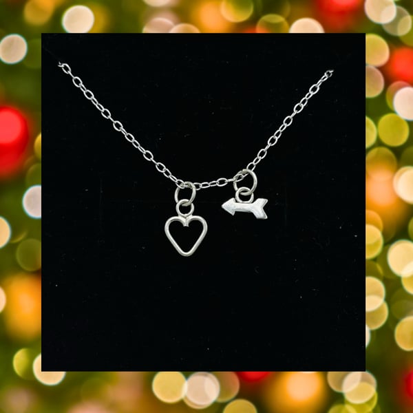 Heart & Arrow Pendant & 18" Trace Chain