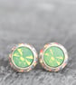 Stud Earrings Green Opal Pastel Rainbow Swarovski Crystal Sugar Sparklers Small