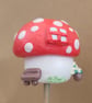 Red attic room  mushroom Fairy home House plant pot ornament - Pot Pal - Image 3