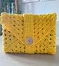 Granny Square Book Sleeve - Book Wrap -  Bright Yellow Crocheted Book Sleeve - Image 2