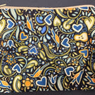 Medium zipped pouch with stylised birds and foliage