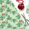 Robin Christmas Gift Wrap - Vintage Style, Eco Friendly, Compostable Paper