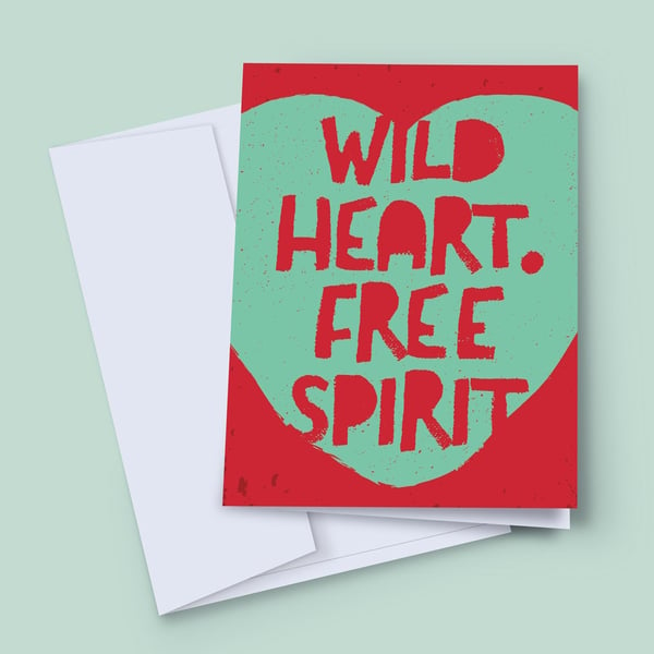 Love Heart Card, Valentine Card, Love Note Card, Card For Her, Wild Heart