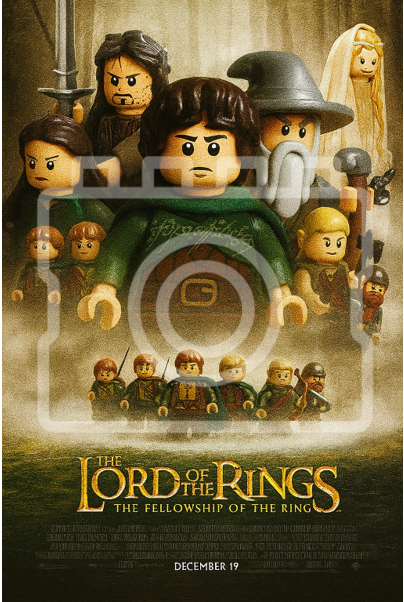 LORD OF THE RINGS: FELLOWSHIP - LEGO-Inspired A4 Movie Poster - Ready to Frame