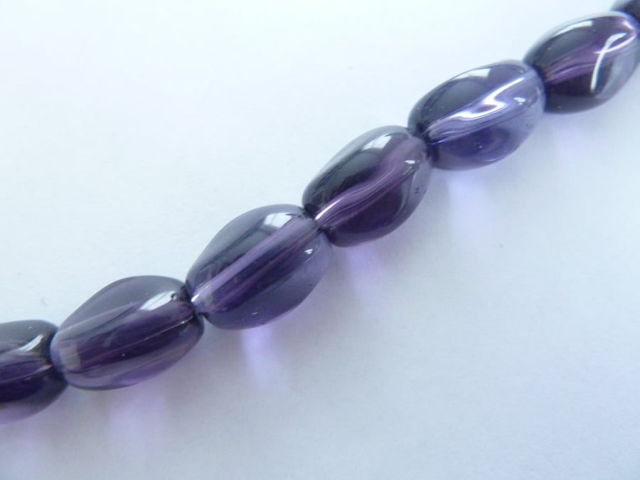 purple glass twist beads