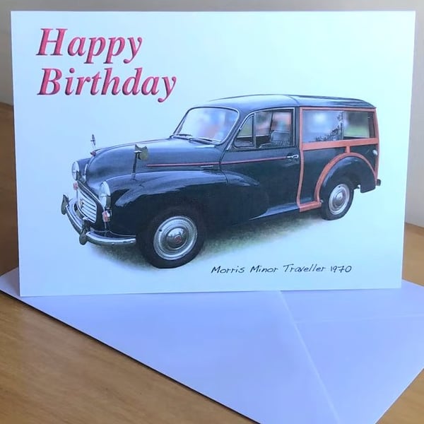 Morris Minor Traveller 1970 (Black) - Birthday, Anniversary, Retirement or Plain