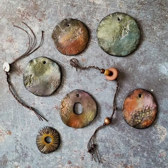 Clay Rockpool Statement Pendants, Artisan Amulets, Textured Seaside Jewellery 