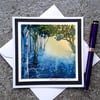 Woodland Light. Handpainted Blank Card. Letterbox Gift. Keepsake