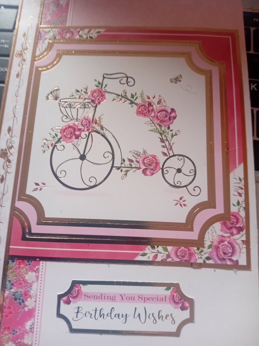 Bicycle And Roses Birthday Greetings Card Handmade