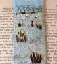 Yellow iris pools bookmark - painted and stitched - Image 2