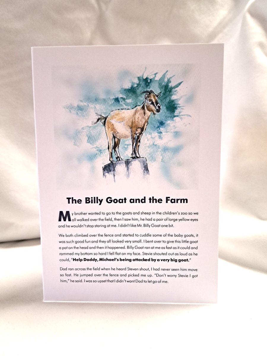 Original hand painted print of a Billy Goat printed Greeting Card for charity