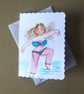 Original art comic cartoon belly dancer greetings  card ( ref FA 508 J4 )