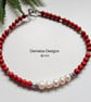 Bamboo Eco Coral & Freshwater Culture Pearls Sterling Silver Bracelet  - Image 7
