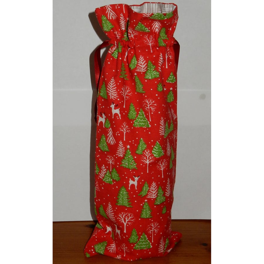Bottle bag Christmas trees and deer