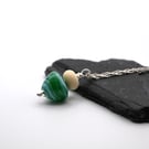 green sea cone lampwork glass pendant necklace