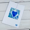 Fused glass  keepsake card with handcrafted marbled paper