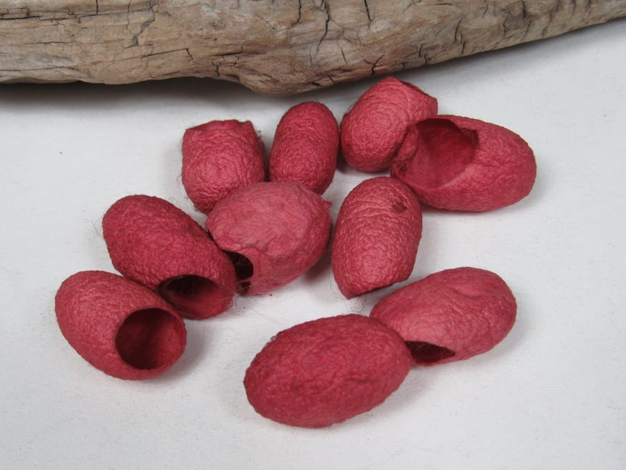 10 Brazilwood Red Naturally Dyed Silk Cocoons