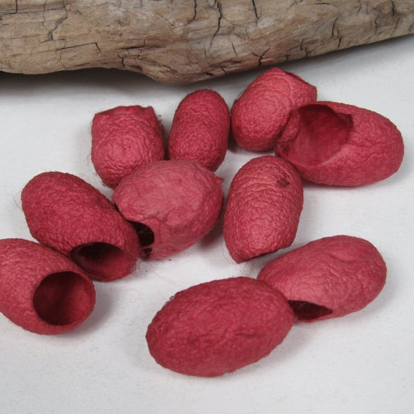 10 Brazilwood Red Naturally Dyed Silk Cocoons