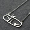Edge of the woods silver landscape bird necklace