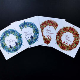 Christmas Reindeer and Squirrel Garlands - Pack of Four Cards