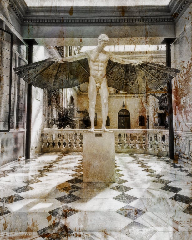 Archival Photo Print, sculpture of Icarus 