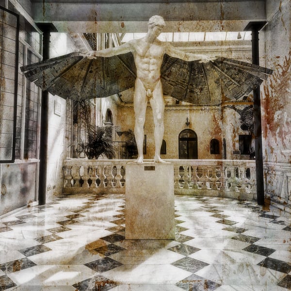 Archival Photo Print, sculpture of Icarus 