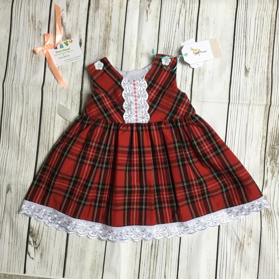 Baby girl Royal Stewart Tartan party dress, photo Shoot, 1st birthday 9-12 month