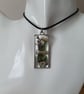 Pretty Real Dried Flower Rectangle Pendant in an Open Bezel - Image 3