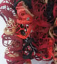 Dark Red, Red, Beige and Black Lacy Effect Scarf - Image 2