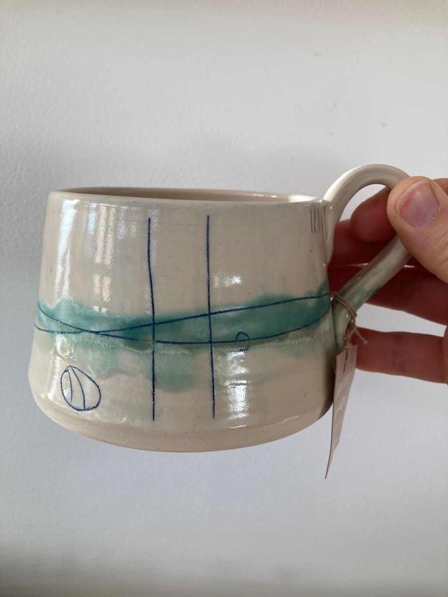 Ceramic handmade Cup - Sea inspired coloured glazes