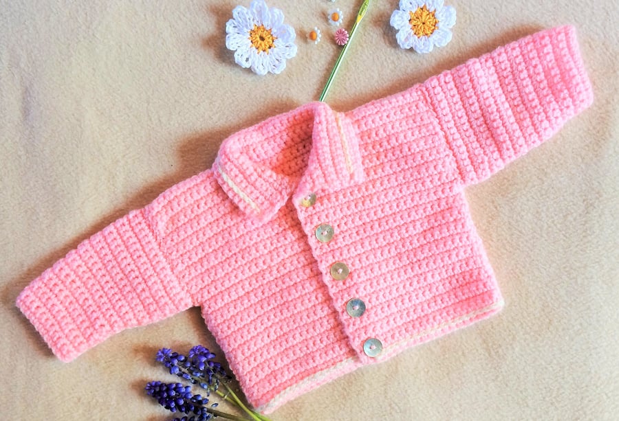 Pink cardi baby pattern