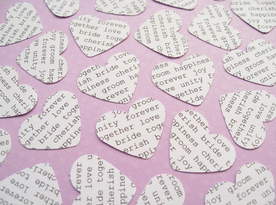 100 Wedding Words Confetti Hearts - Engagement, Wedding, Anniversary Table Decor