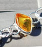 Suture Ammonite Necklace Amber with Insect Sterling Silver Jewellery Gift 925 - Image 5