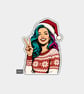 Funny Christmas Sticker Vinyl Xmas Decal For Adults - Woman In Santa Hat