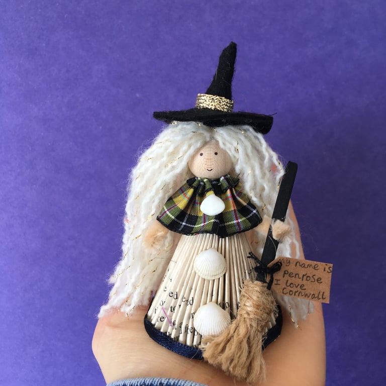 Cornish Tartan Witch Doll Decoration