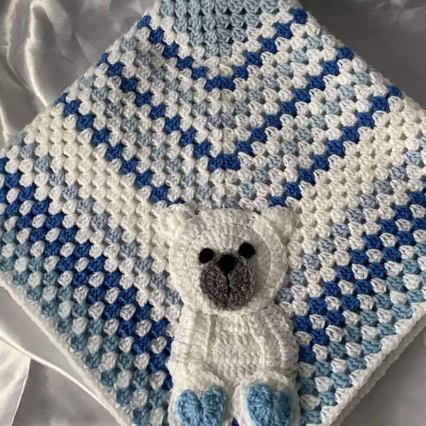 Crochet GrannySquare Polar Bear Baby Blanket