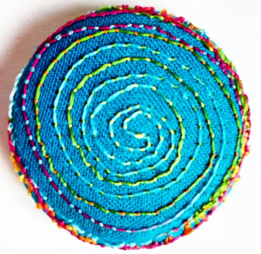 Buttons 1 inch button Hand Dyed Silks and Cottons Free Machine Embroidery Button