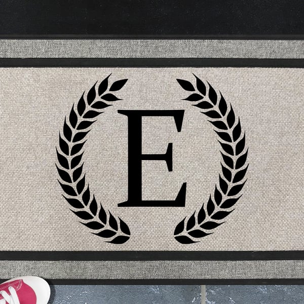 E Letter Door Mat - Monogram Letter E - All Weather Doormat - 45x70cm 
