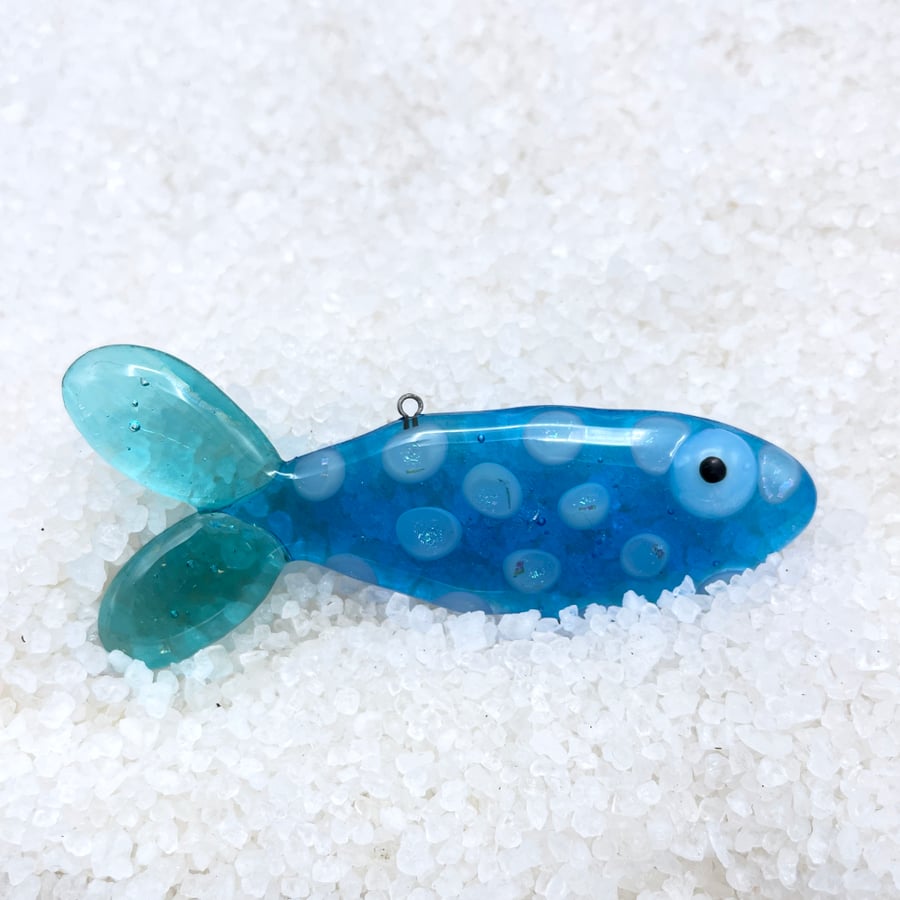 Spotty Fused Glass Fish Decoration