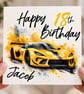 Personalised Birthday Card for Him - Racing Car Birthday Card - Sports Car Card