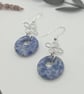 Handmade Sodalite Donut Earrings with Silver Clover Charms, Sterling Silver - Image 9