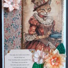 Elizabethan Cat Lady Birthday Card 